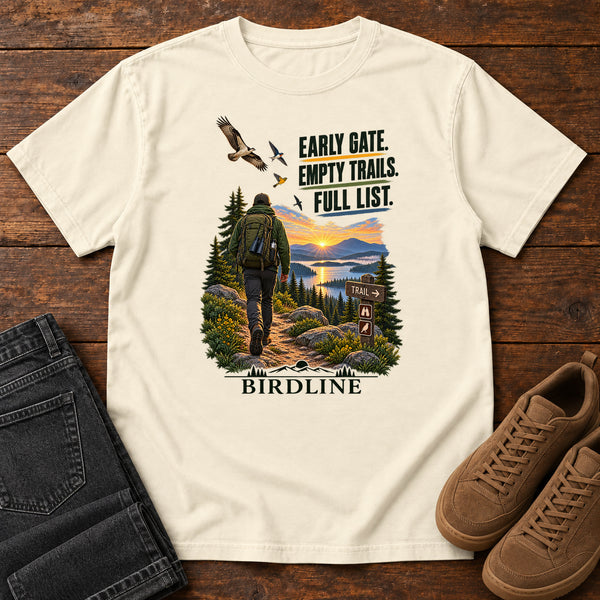 Early Gate Empty Trails Full List T-Shirt, alternate view