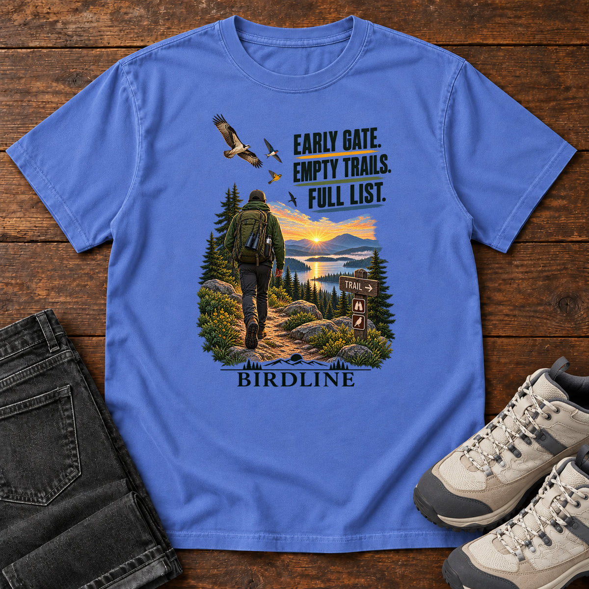Early Gate Empty Trails Full List T-Shirt in Mystic Blue