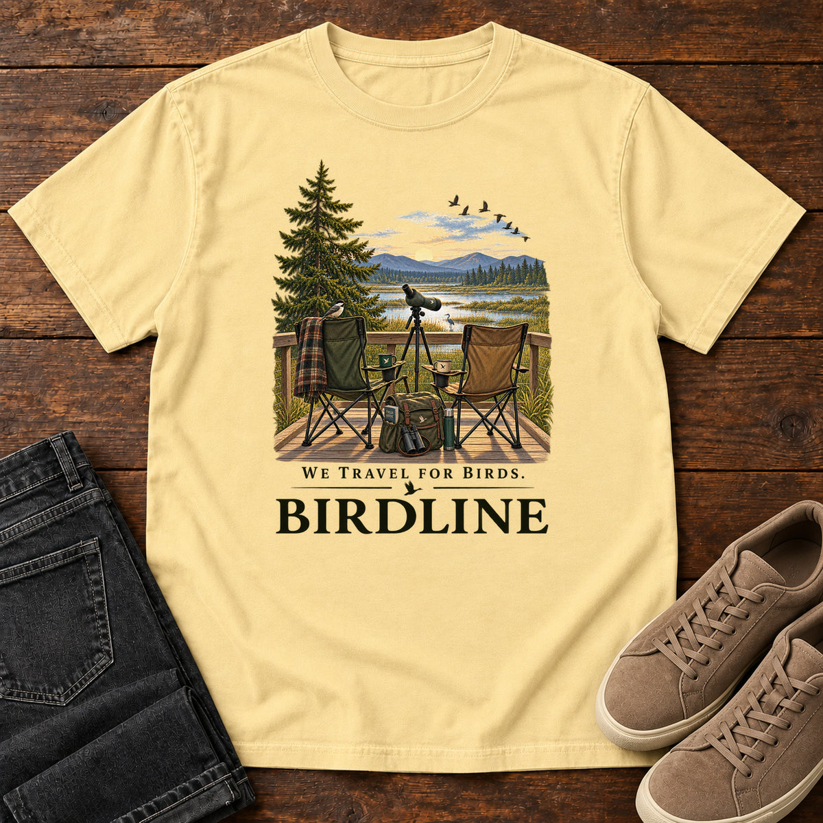 We Travel for Birds T-Shirt in Butter