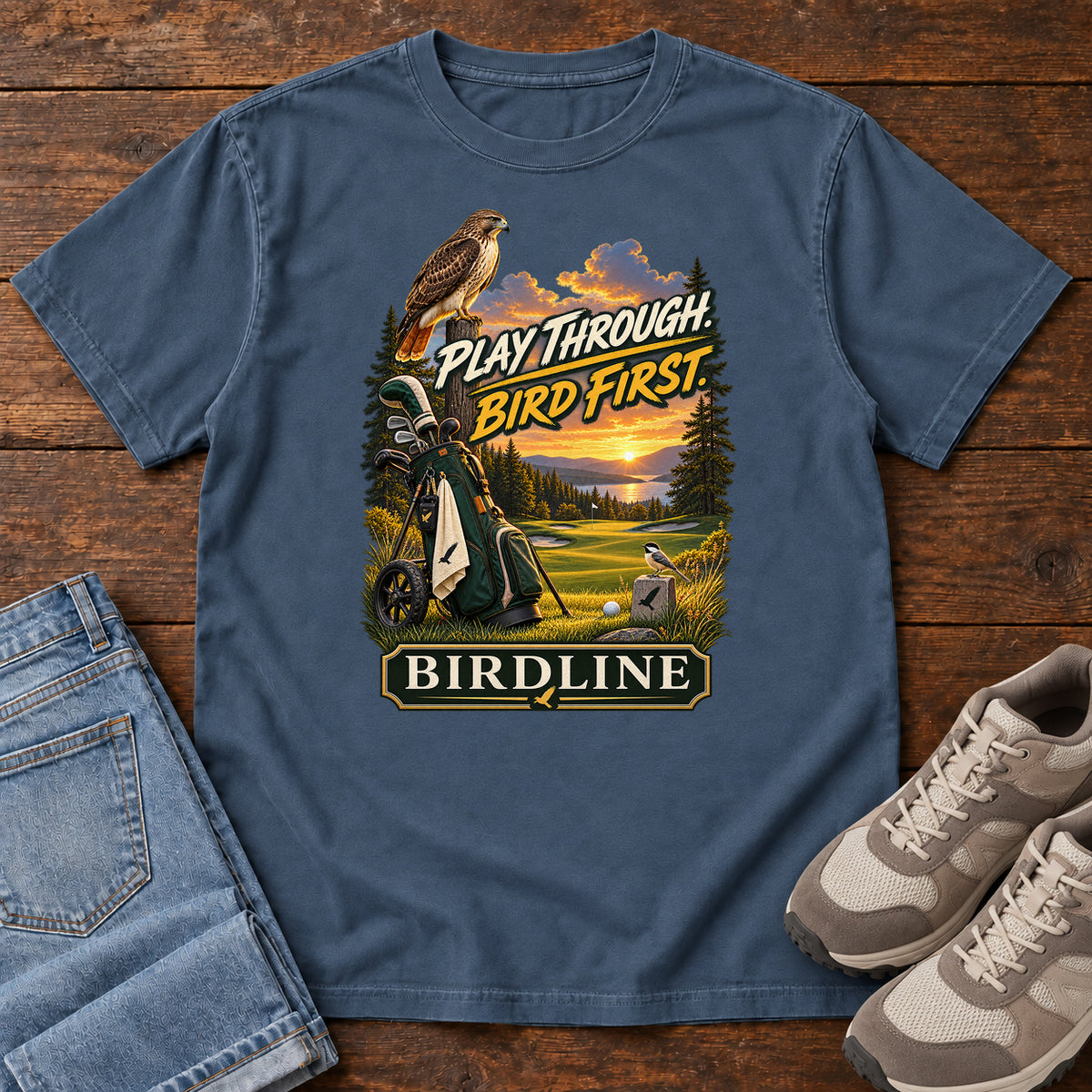 Play Through Bird First Golf T-Shirt in Midnight