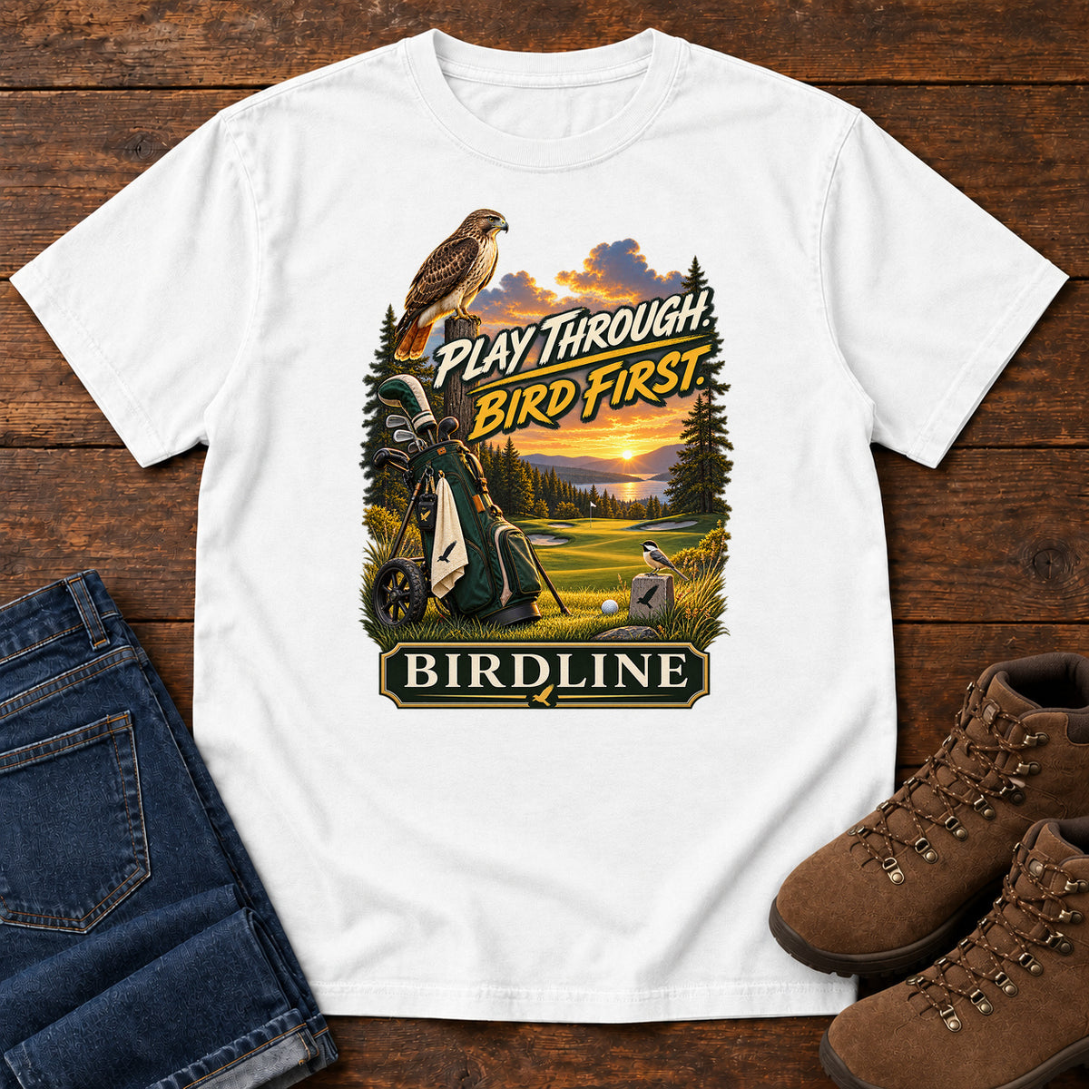 Play Through Bird First Golf T-Shirt in White