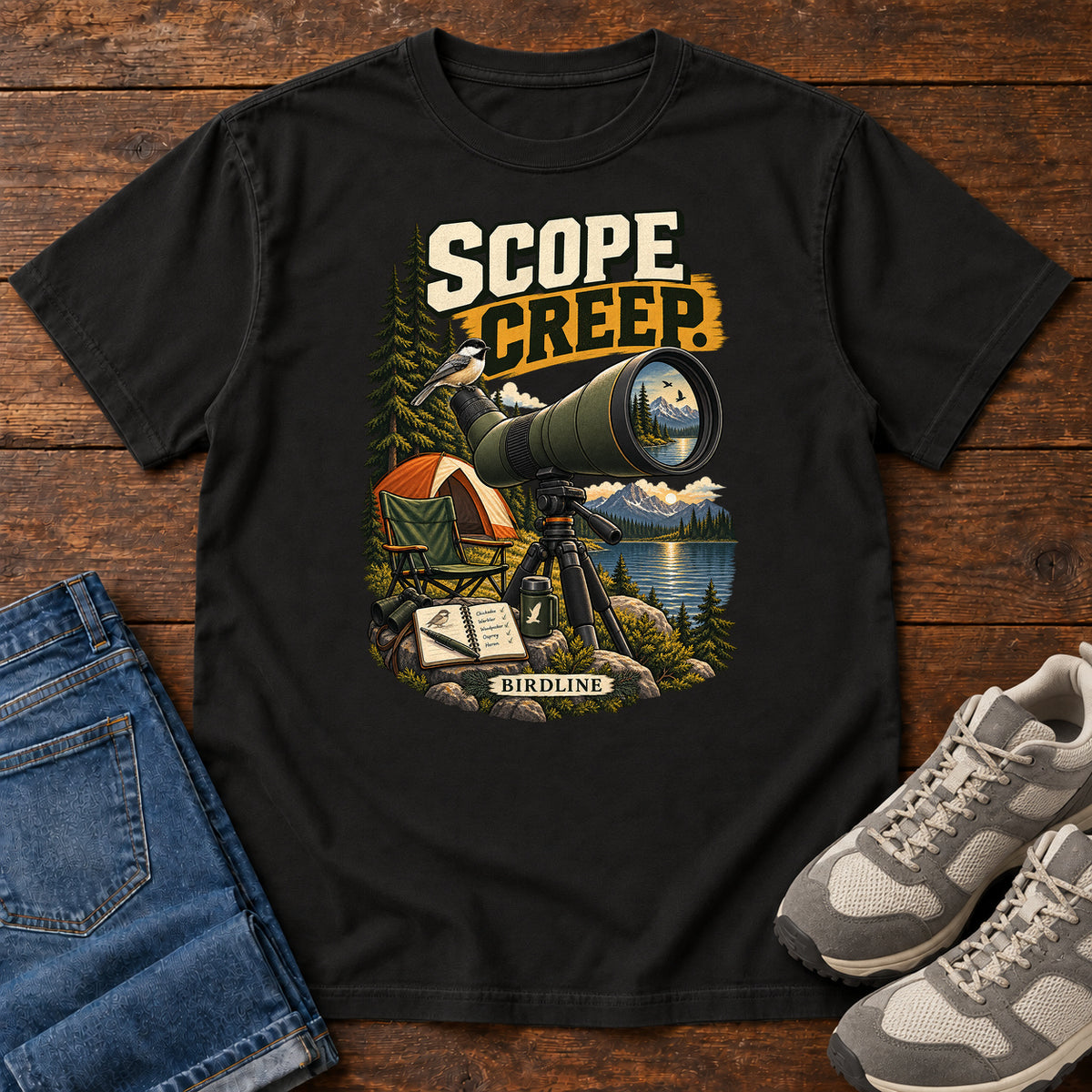 Scope Creep Spotting Scope T-Shirt in Black