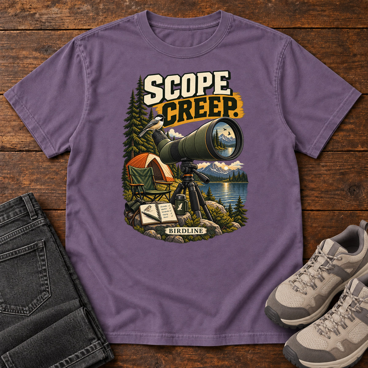 Scope Creep Spotting Scope T-Shirt in Grape