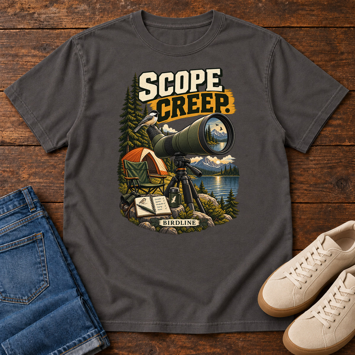 Scope Creep Spotting Scope T-Shirt in Graphite