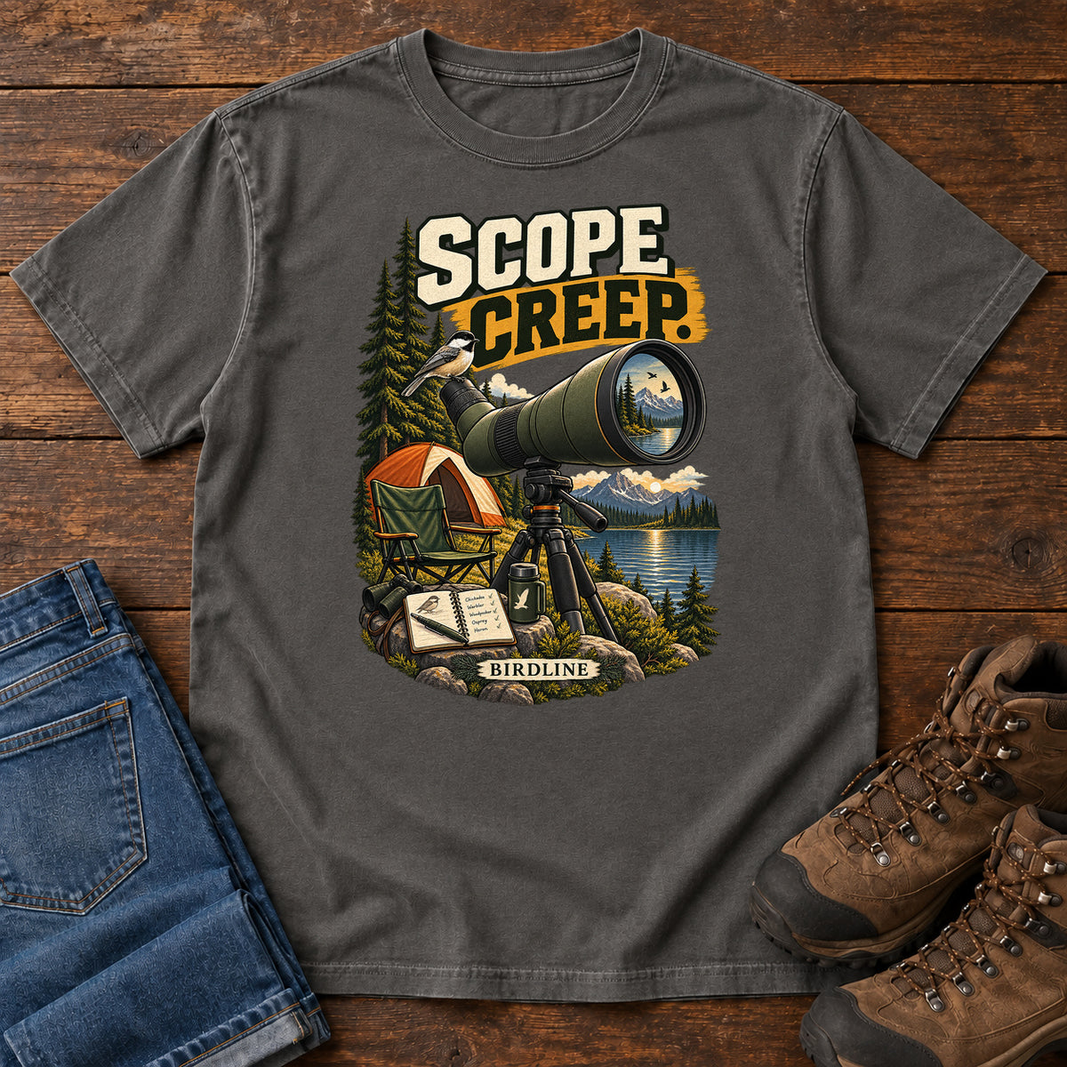Scope Creep Spotting Scope T-Shirt in Pepper