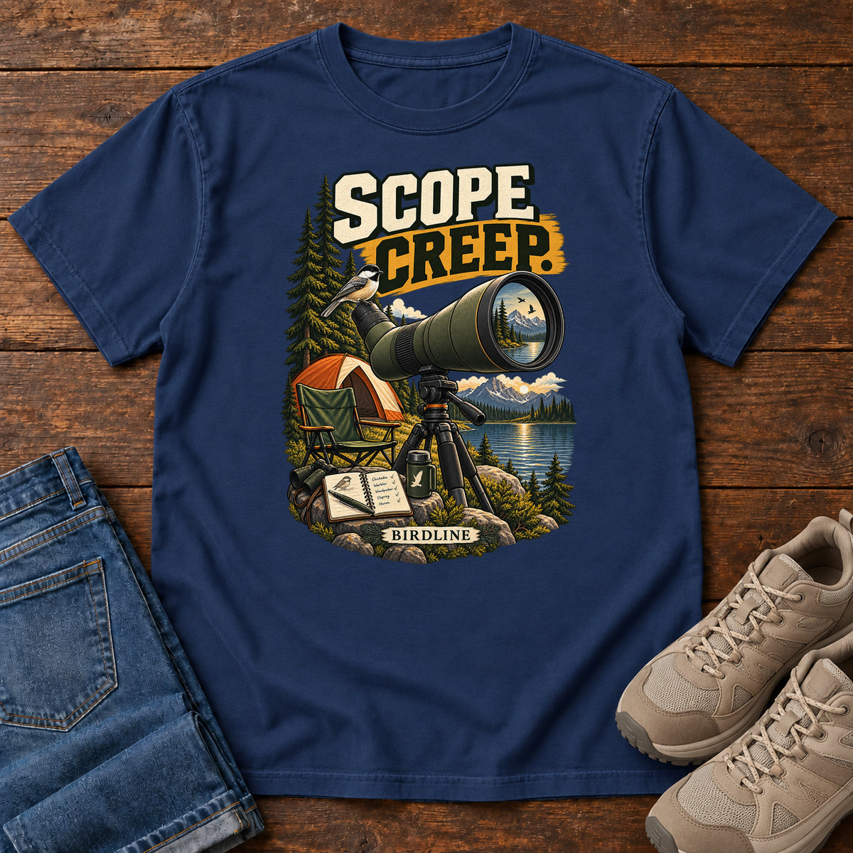Scope Creep Spotting Scope T-Shirt in True Navy
