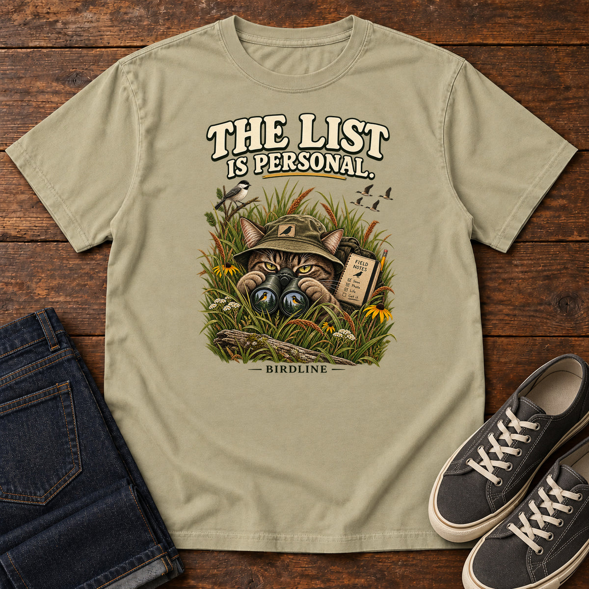 The List Is Personal Cat T-Shirt in Khaki