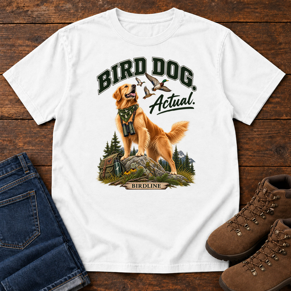 Bird Dog Actual T-Shirt in White
