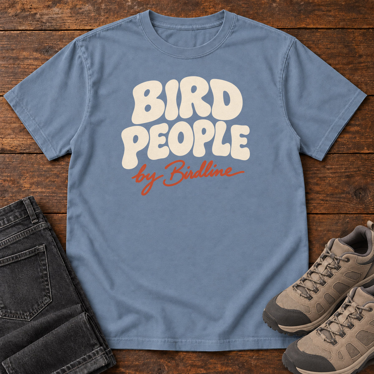 Bird People T-Shirt in Blue Jean