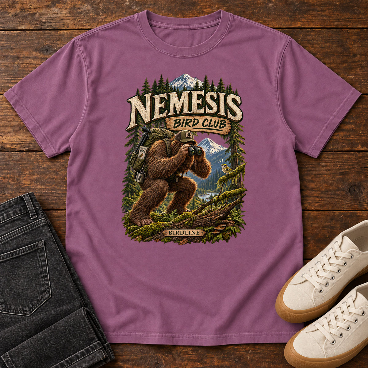 Nemesis Bird Club Bigfoot T-Shirt in Berry