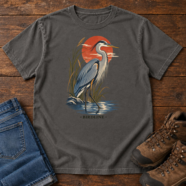 Great Blue Heron Sunset T-Shirt, alternate view