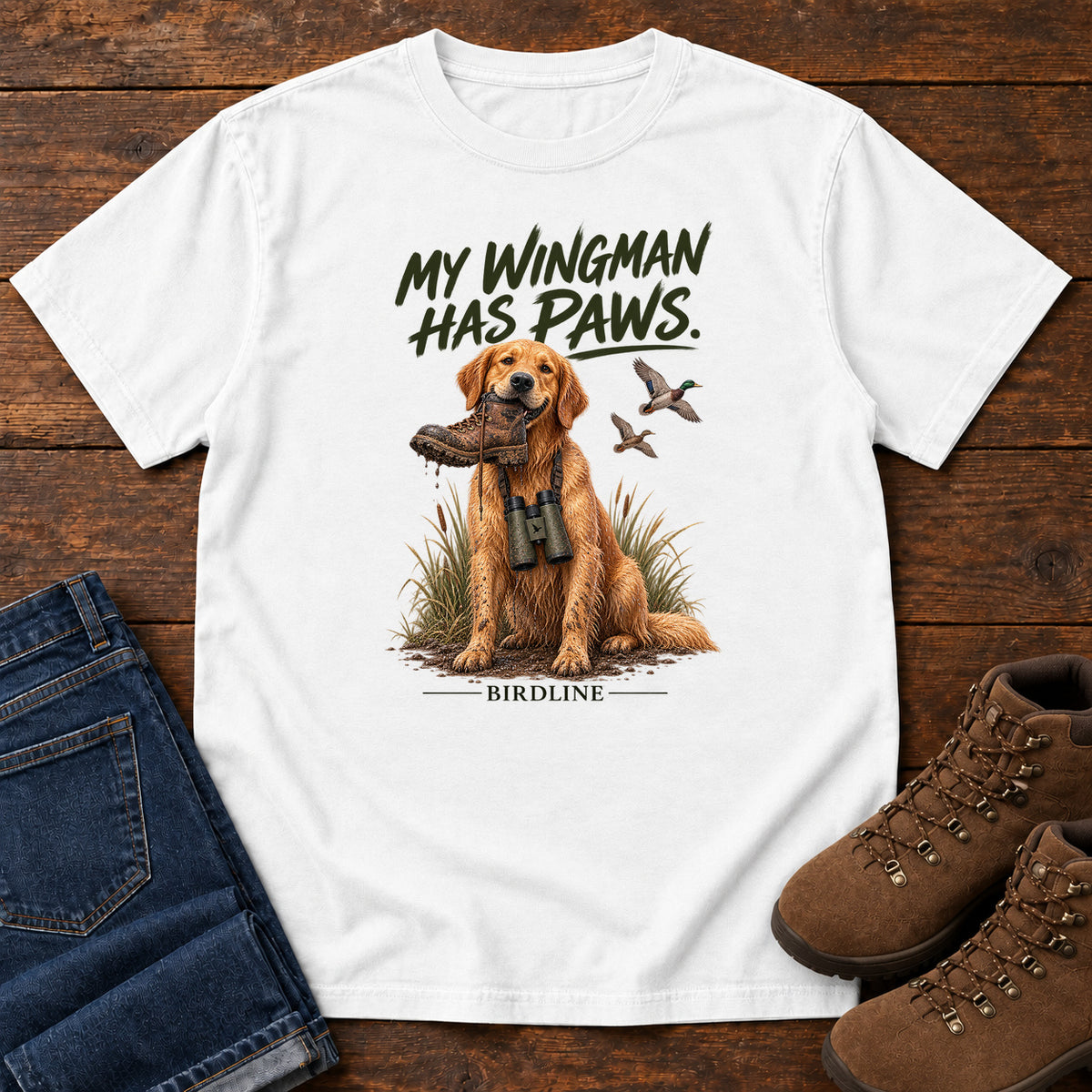 My Wingman Has Paws Dog T-Shirt in White