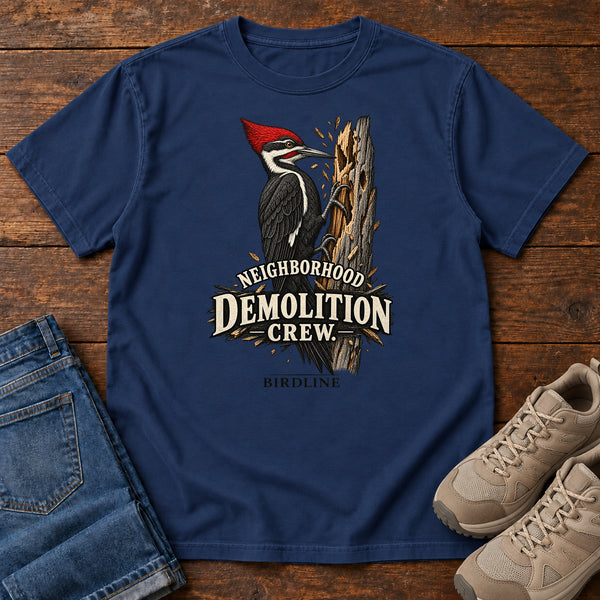 Neighborhood Demolition Crew Woodpecker T-Shirt, alternate view