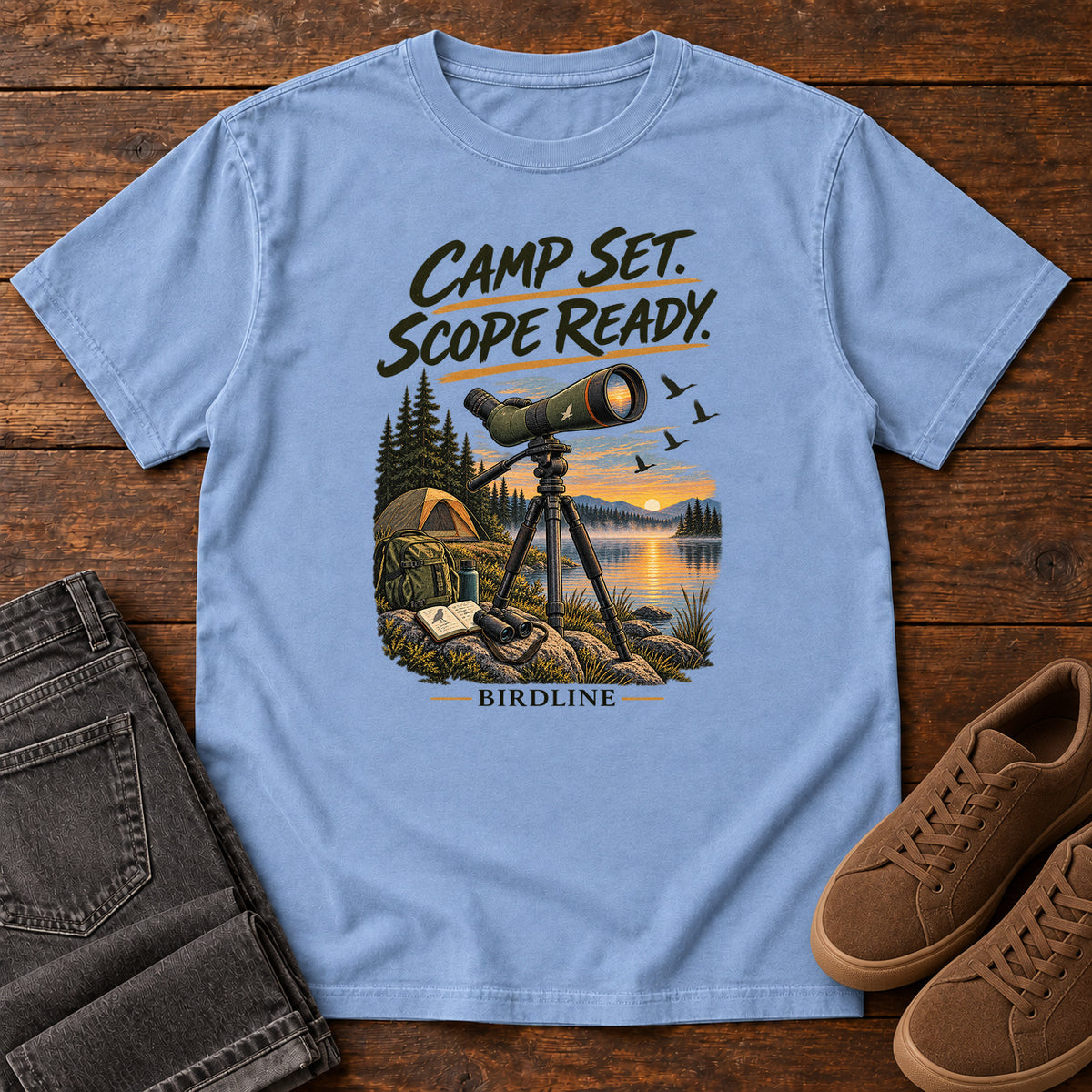 Camp Set Scope Ready T-Shirt in Washed Denim