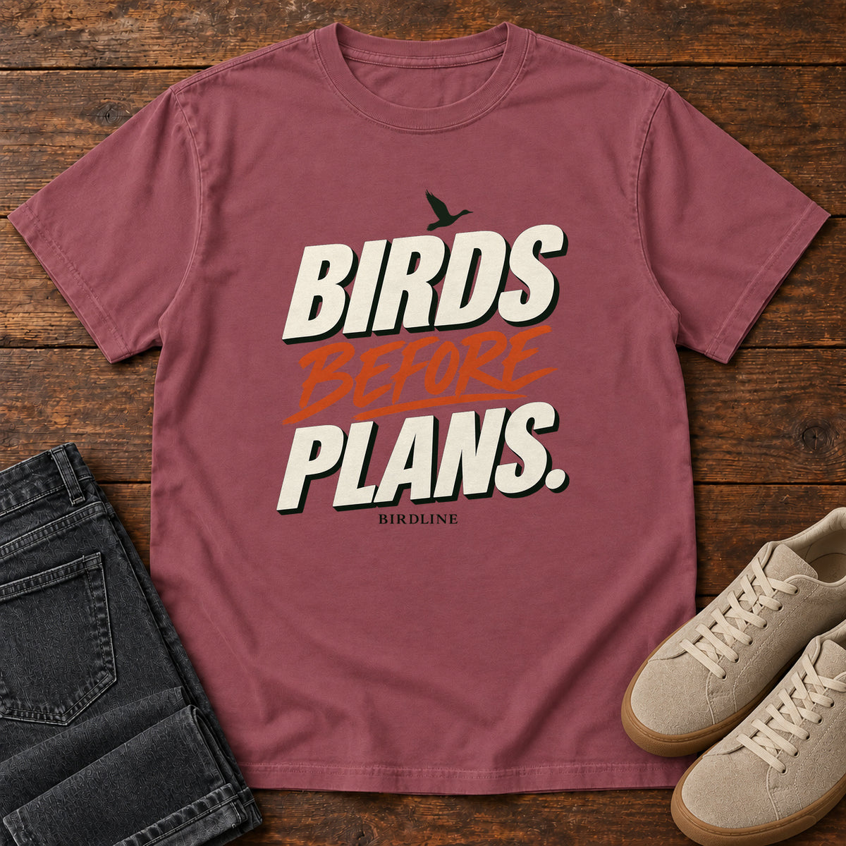 Birds Before Plans T-Shirt in Brick