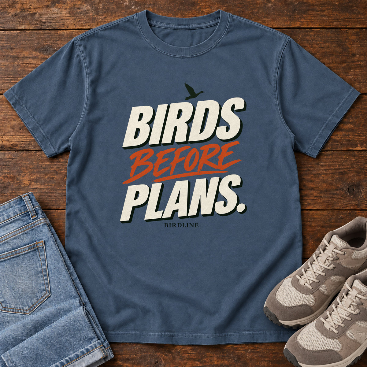 Birds Before Plans T-Shirt in Midnight