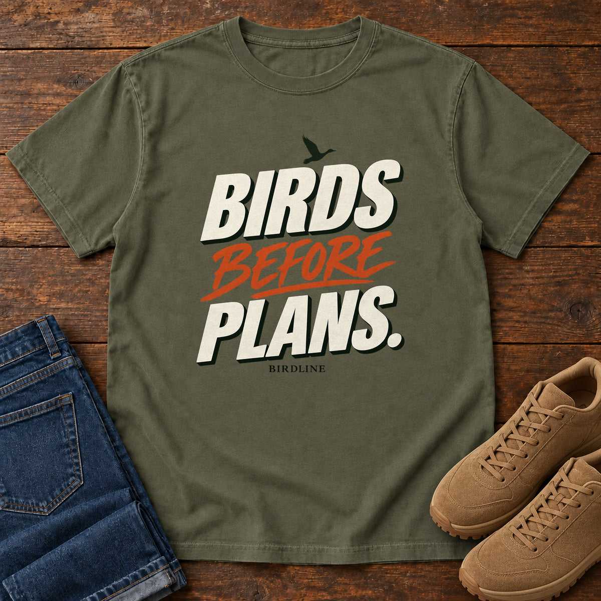 Birds Before Plans T-Shirt in Sage