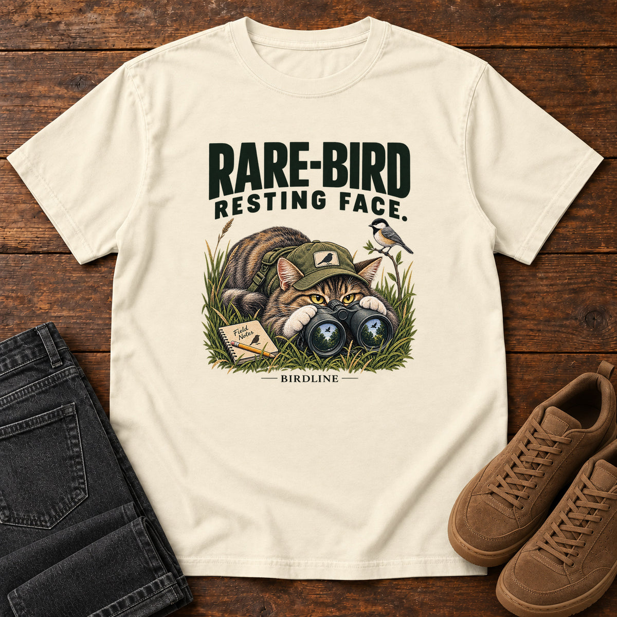 Rare Bird Resting Face Cat T-Shirt in Ivory