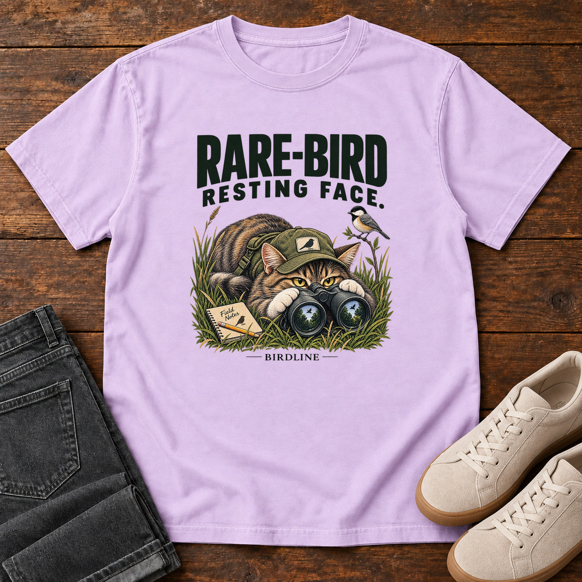 Rare Bird Resting Face Cat T-Shirt in Orchid