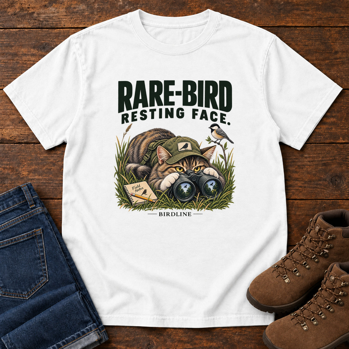 Rare Bird Resting Face Cat T-Shirt in White
