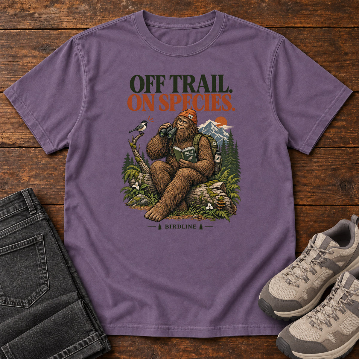 Off Trail On Species Bigfoot T-Shirt in Grape