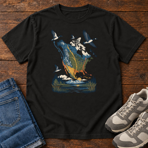 Bird Migration Map North America T-Shirt, alternate view