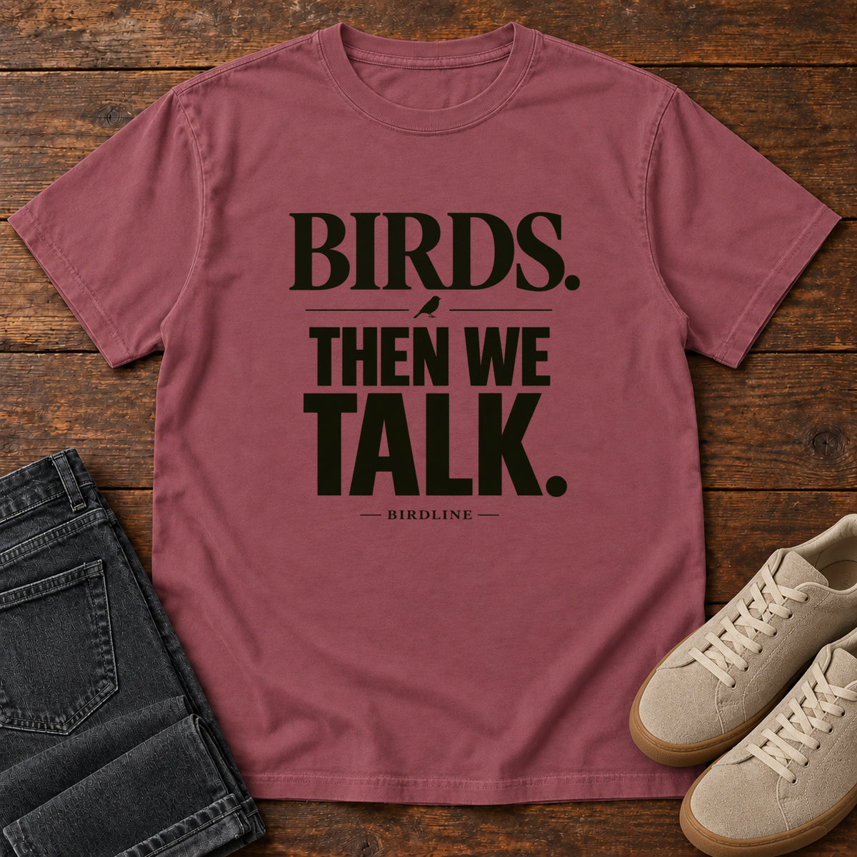 Birds Then We Talk T-Shirt in Brick