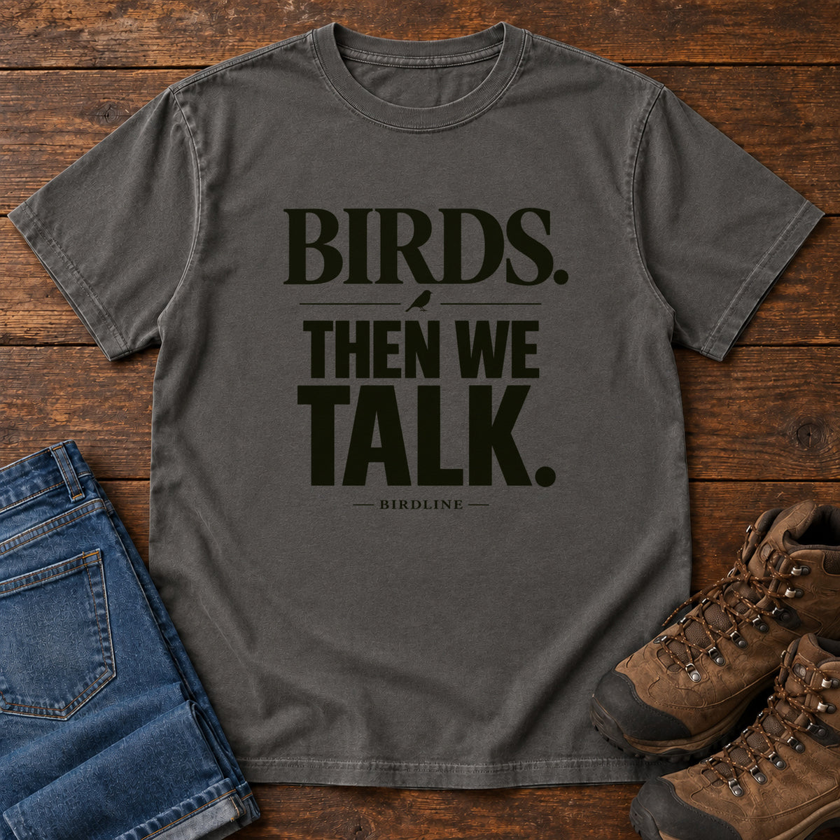 Birds Then We Talk T-Shirt in Pepper