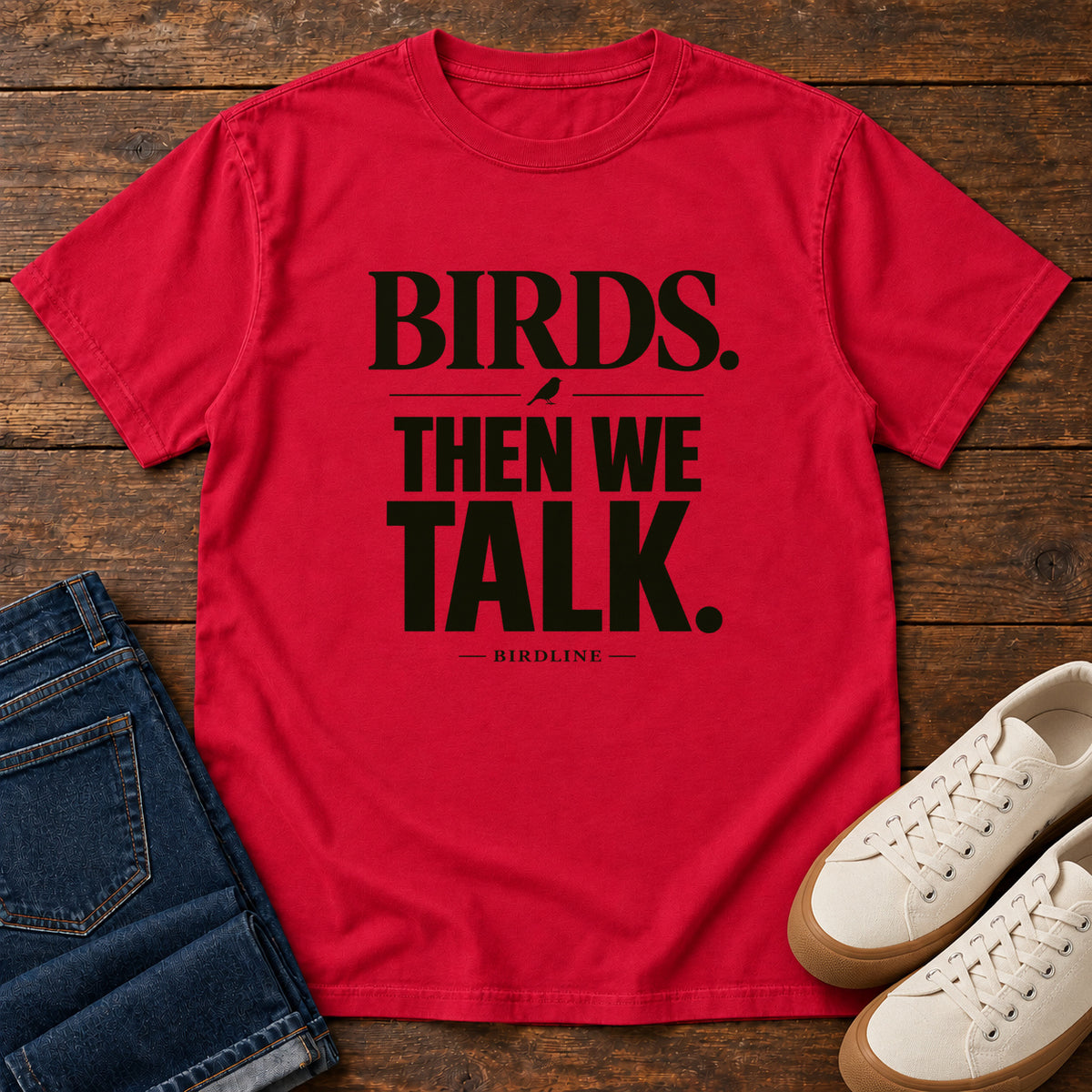 Birds Then We Talk T-Shirt in Red