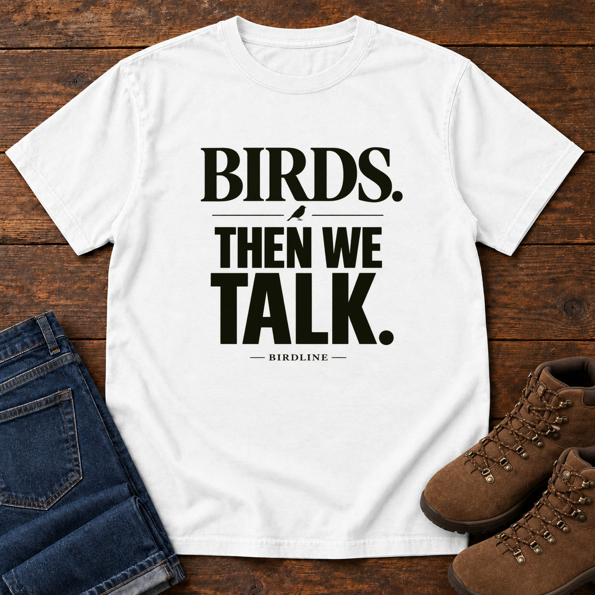 Birds Then We Talk T-Shirt in White