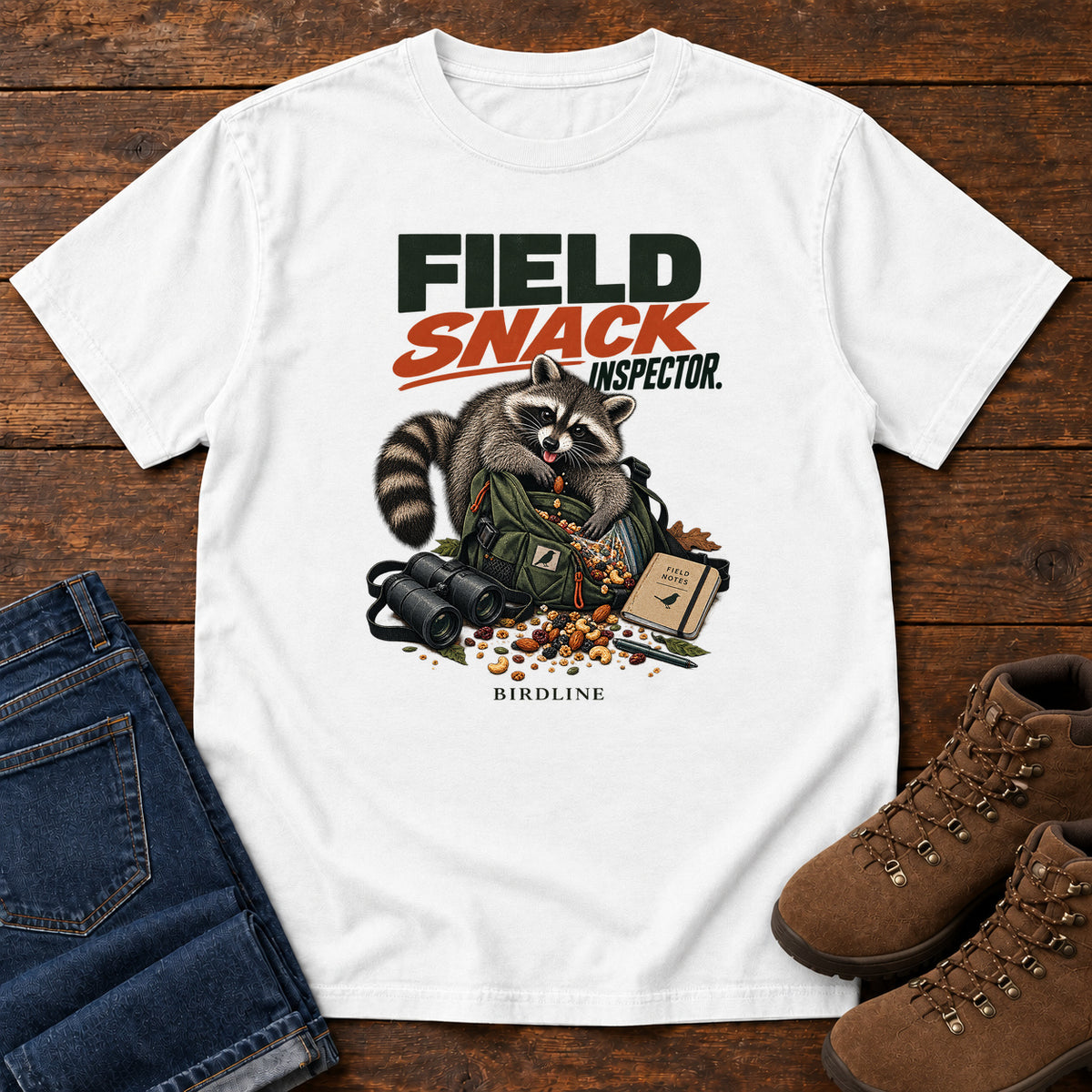Field Snack Inspector Raccoon T-Shirt in White