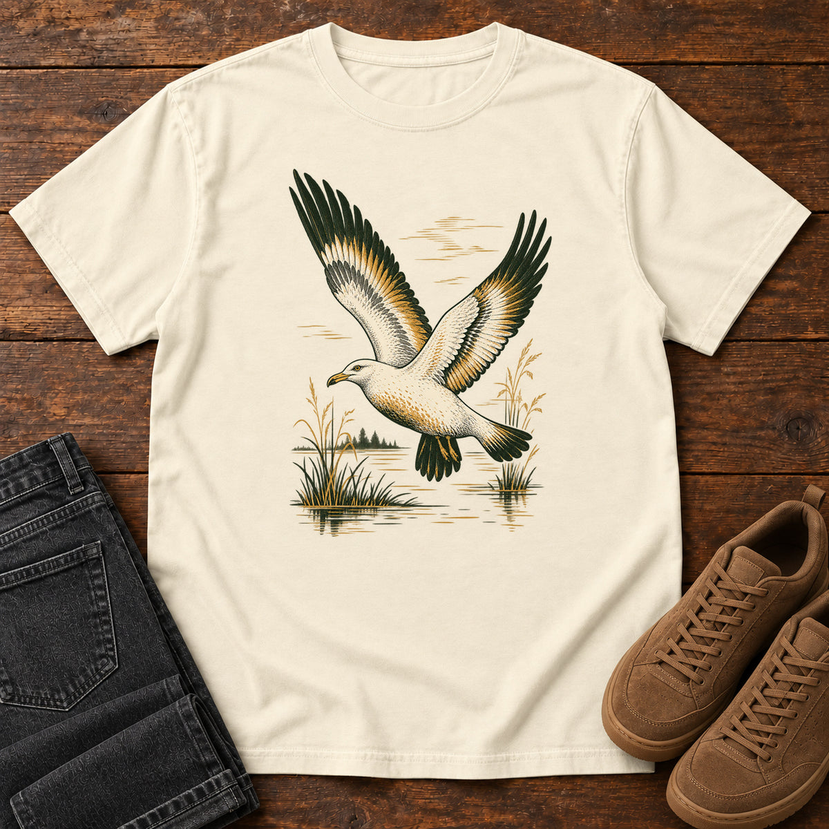 Coastal Gull T-Shirt in Ivory