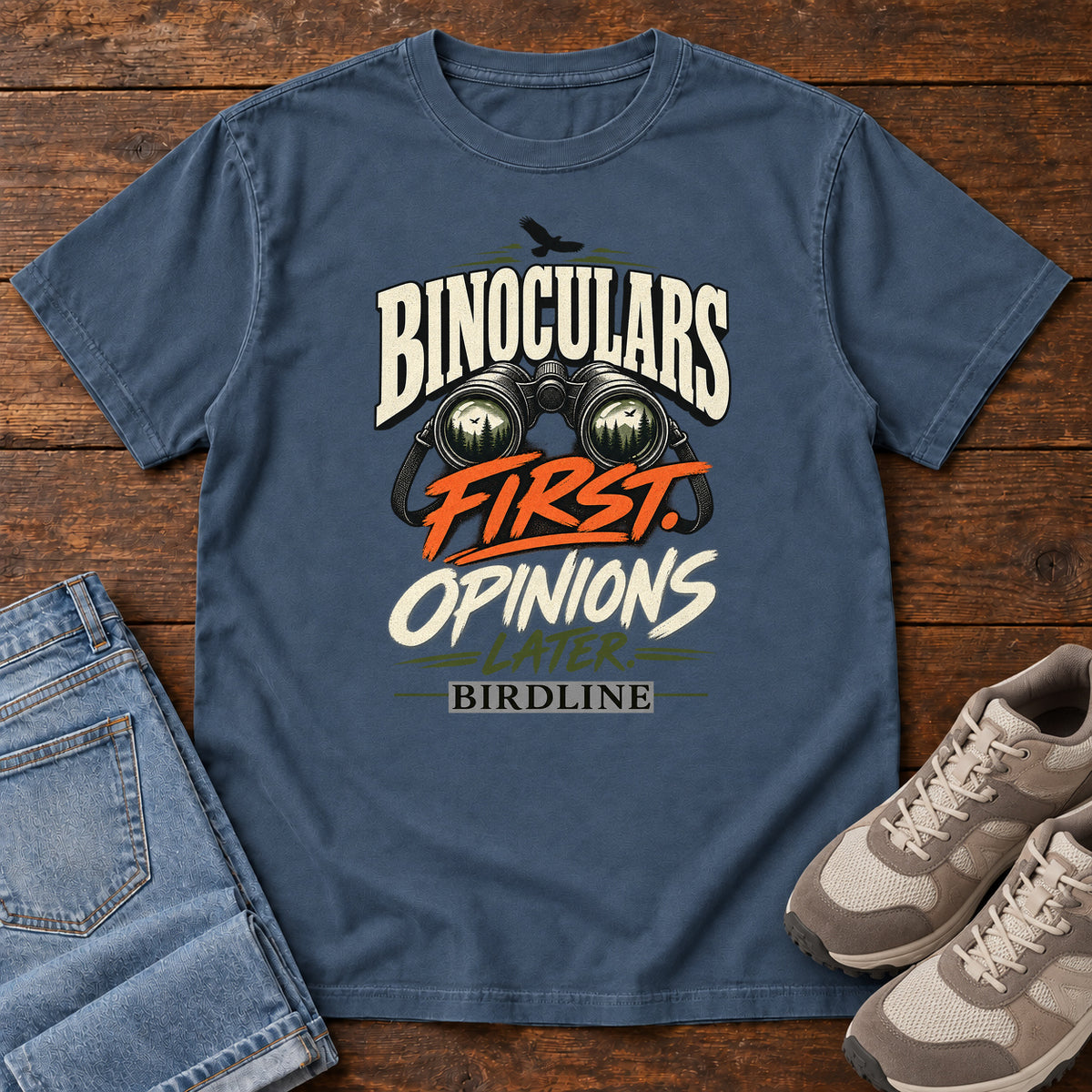 Binoculars First Opinions Later T-Shirt in Midnight