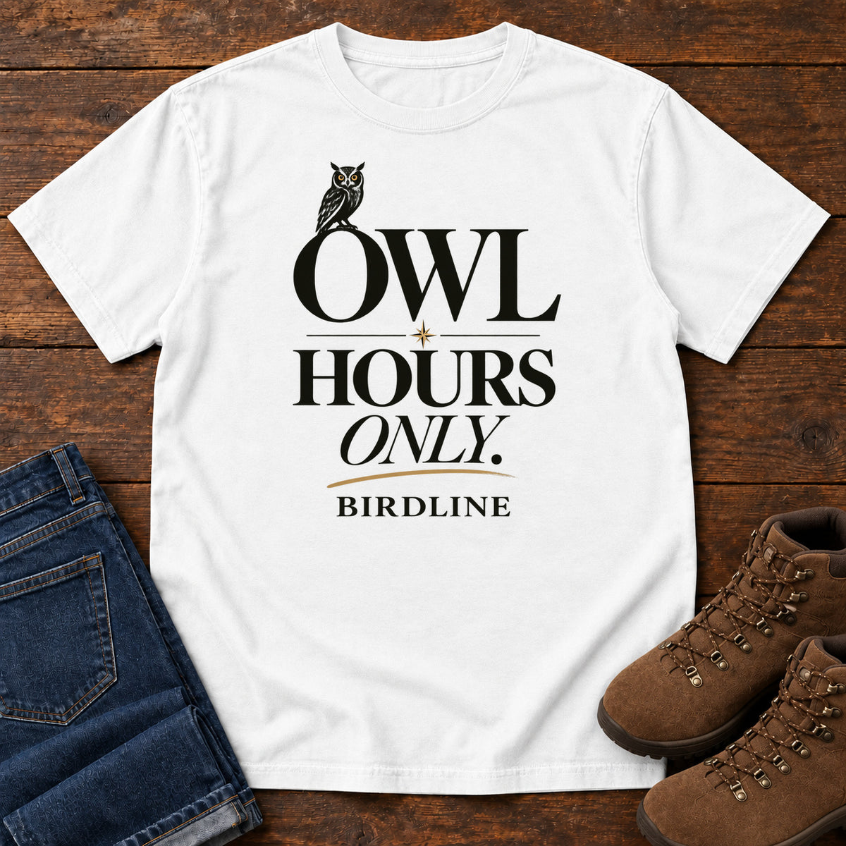 Owl Hours Only T-Shirt in White