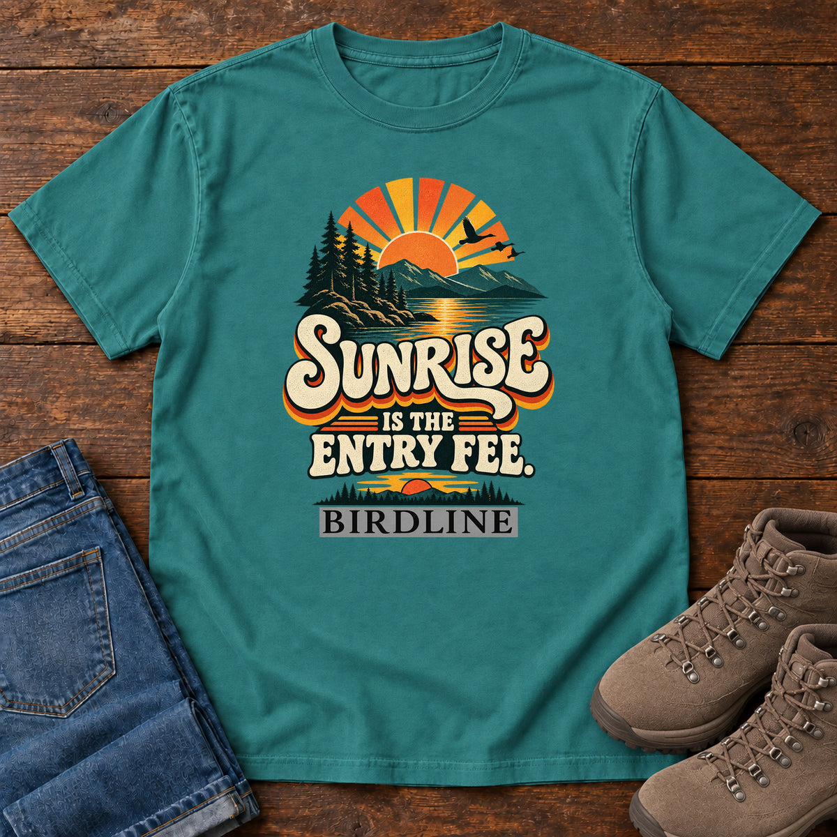 Sunrise Is the Entry Fee T-Shirt in Emerald