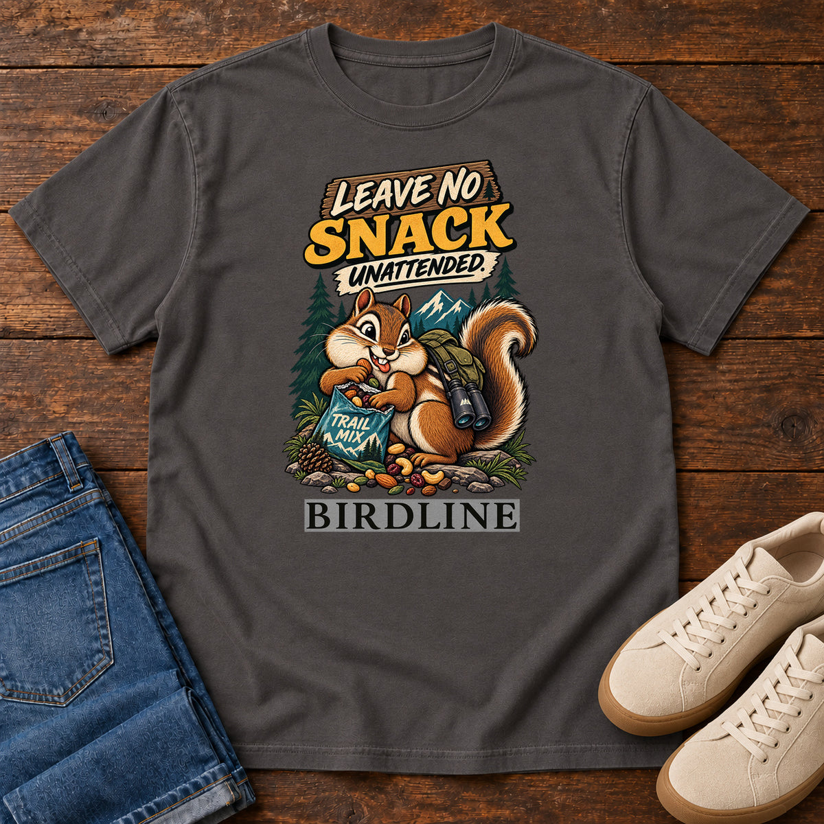 Leave No Snack Unattended Squirrel T-Shirt in Graphite