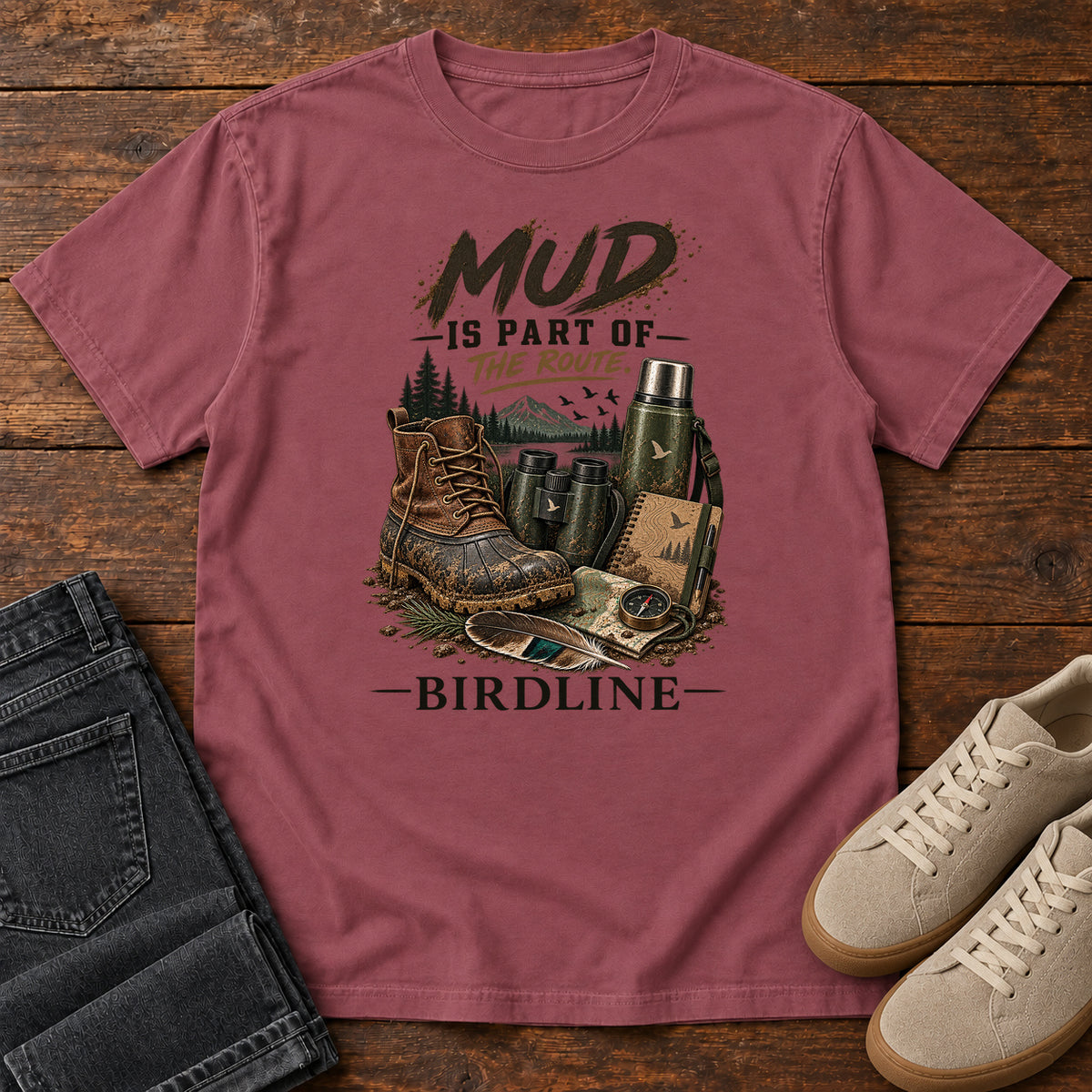 Mud Is Part of the Route Boots T-Shirt in Brick