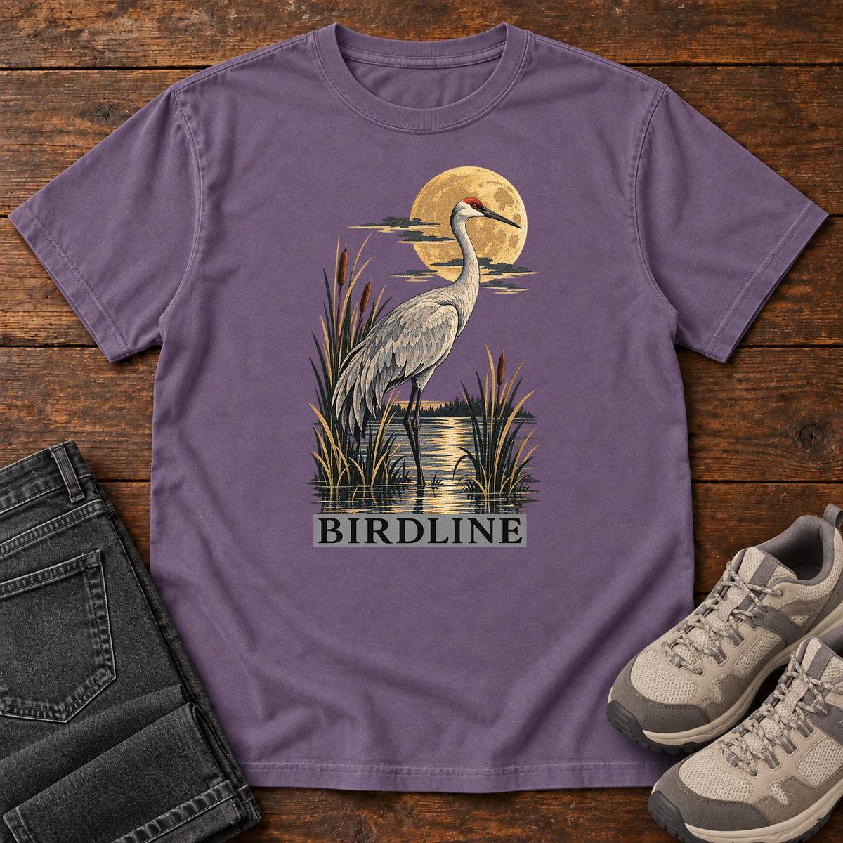Heron Moonlight Marsh T-Shirt in Grape