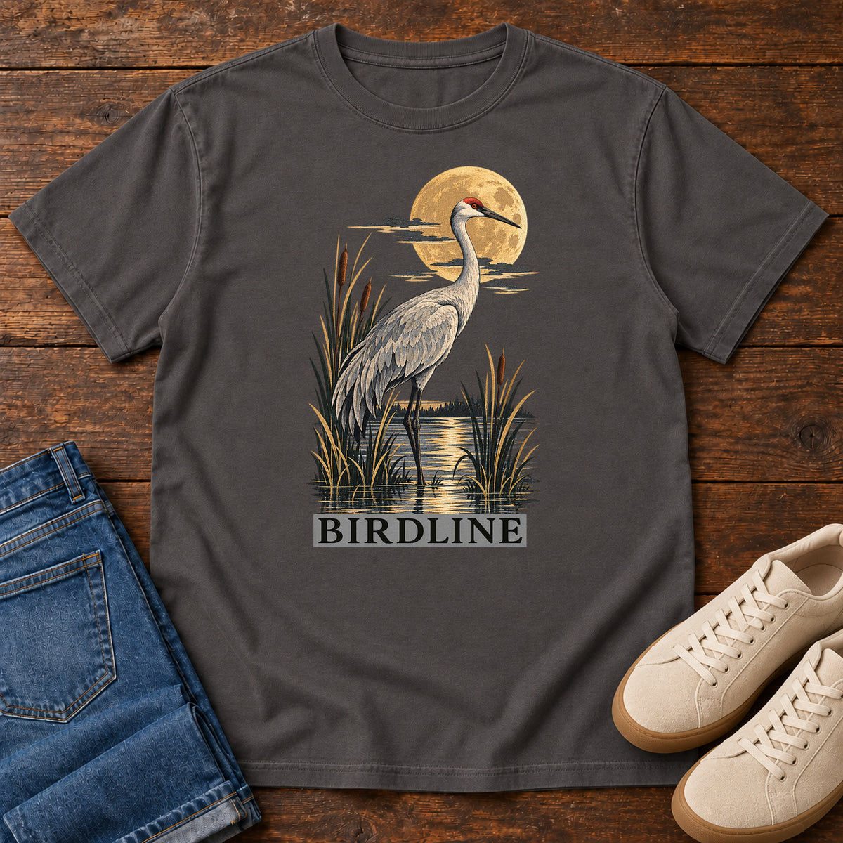 Heron Moonlight Marsh T-Shirt in Graphite