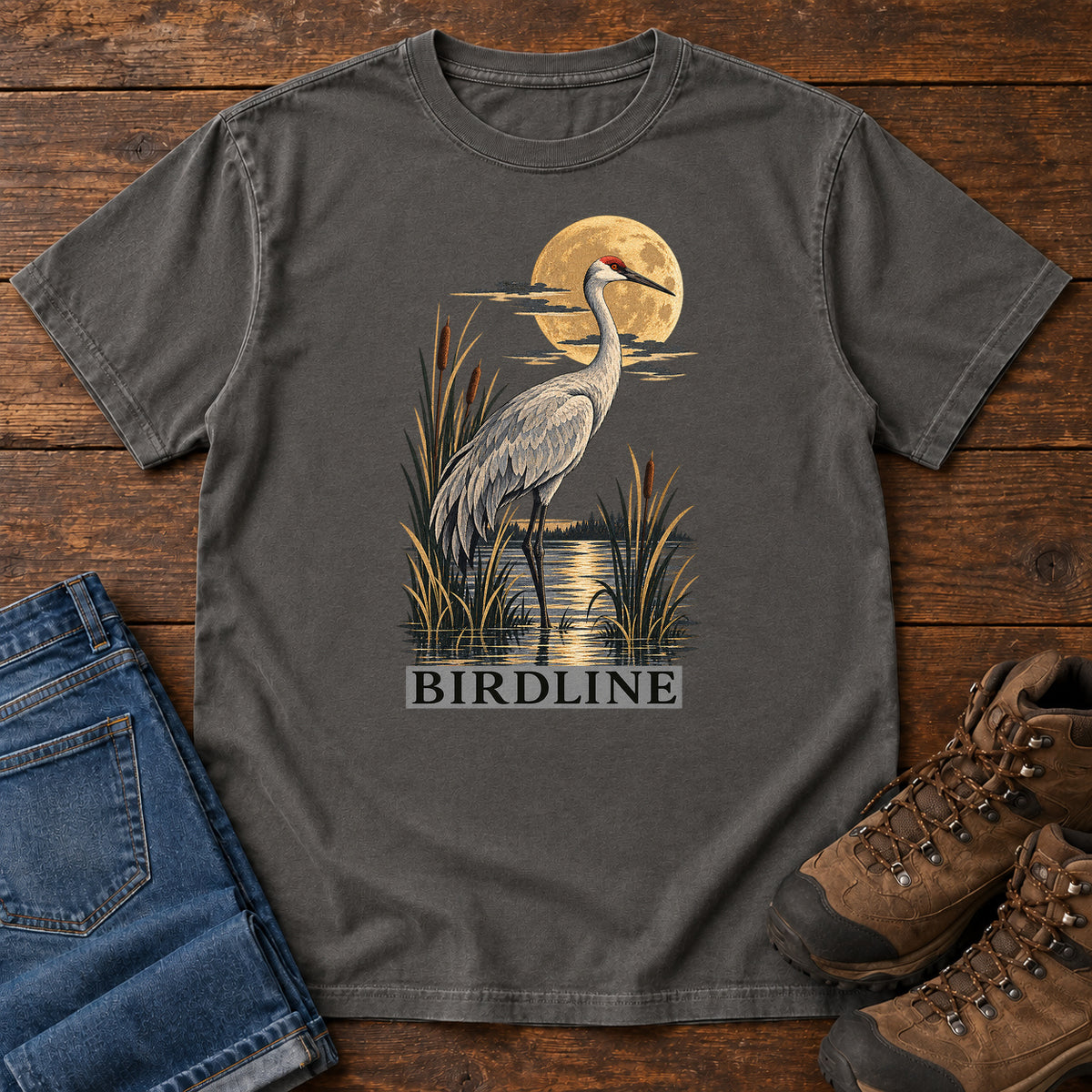 Heron Moonlight Marsh T-Shirt in Pepper