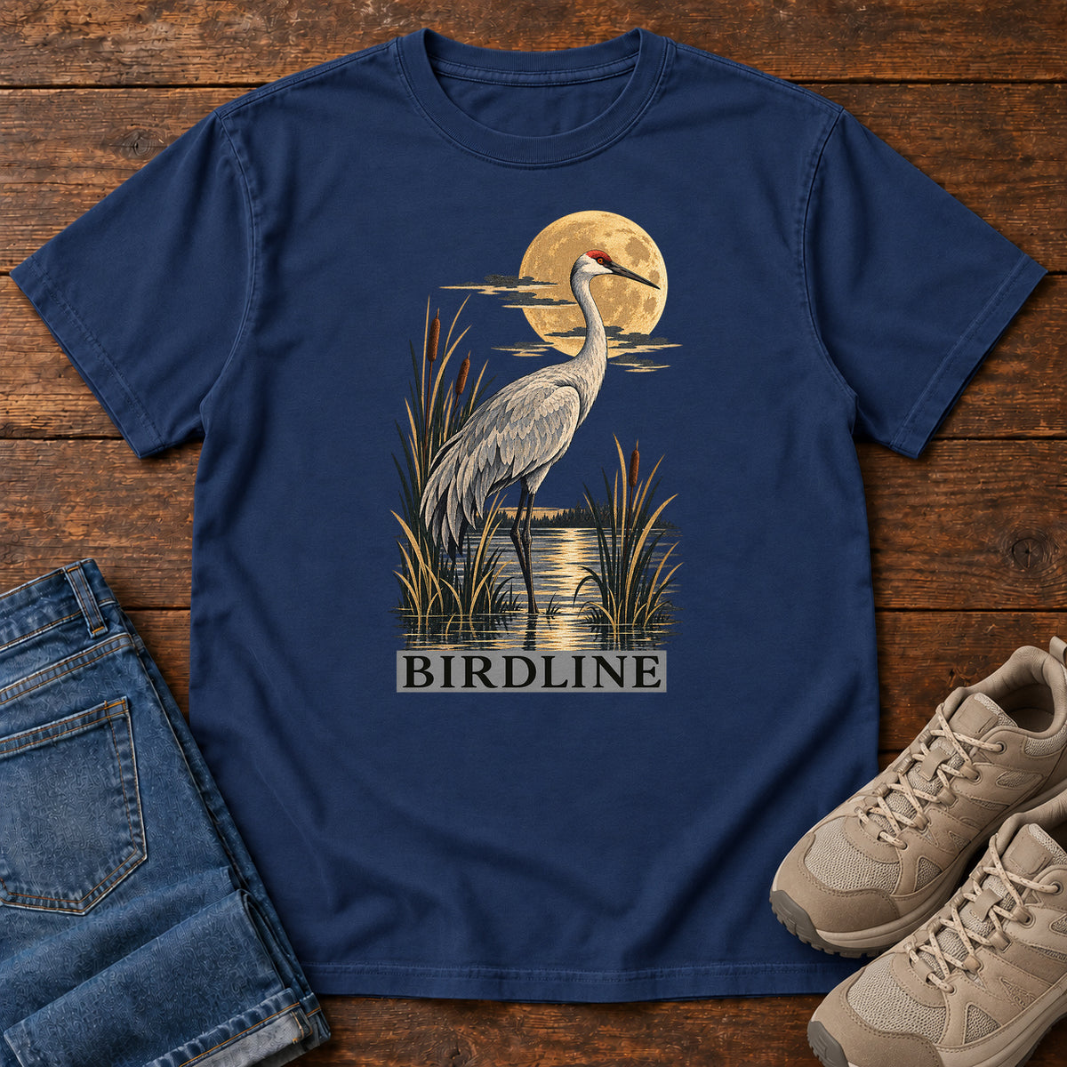 Heron Moonlight Marsh T-Shirt in True Navy