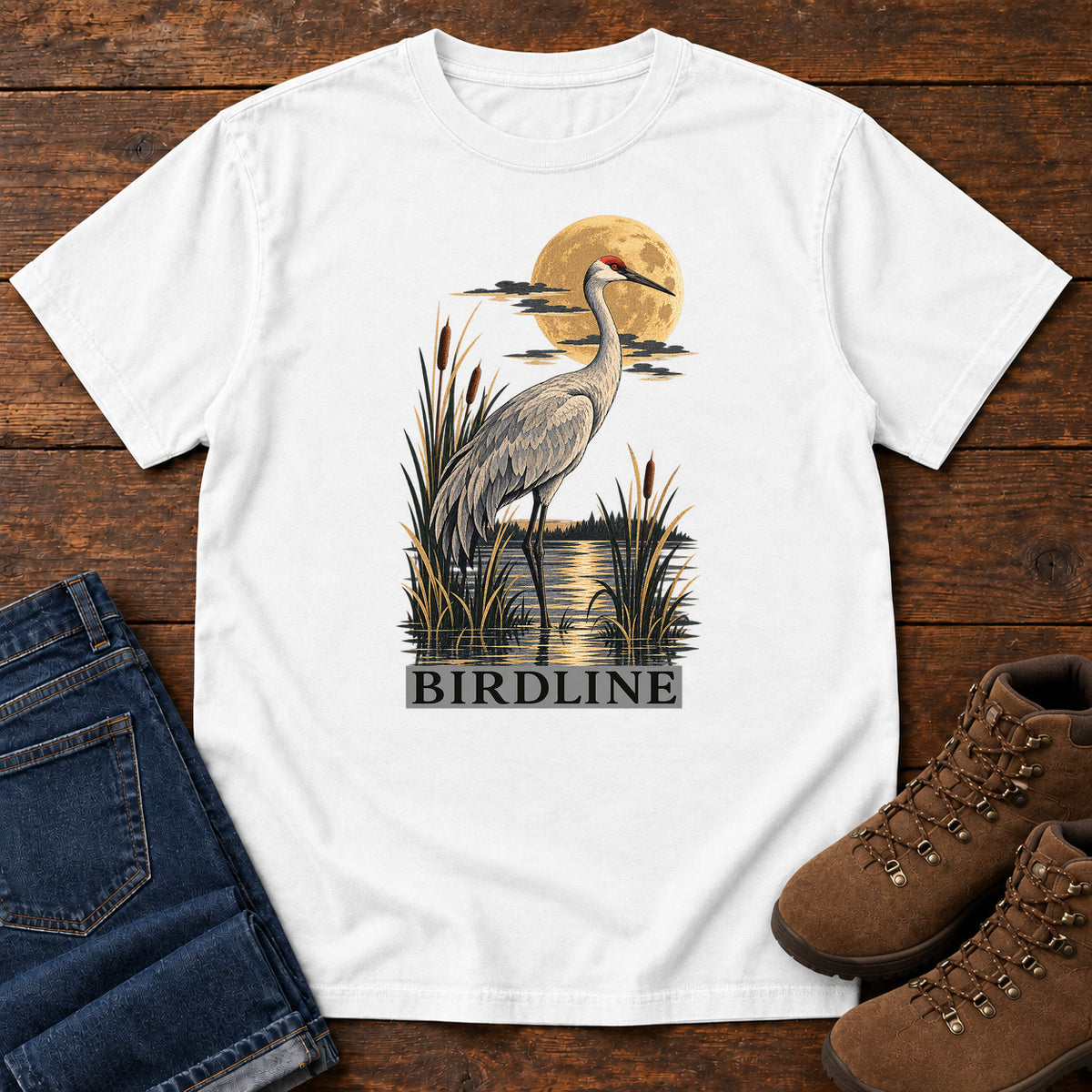 Heron Moonlight Marsh T-Shirt in White