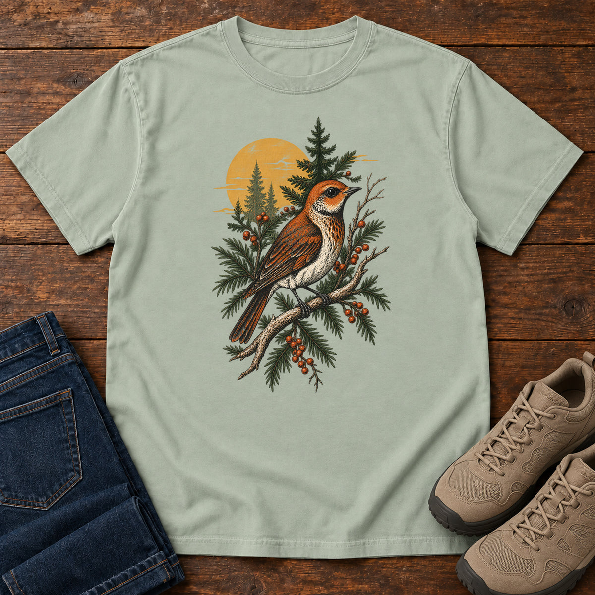 Terracotta Songbird T-Shirt in Bay