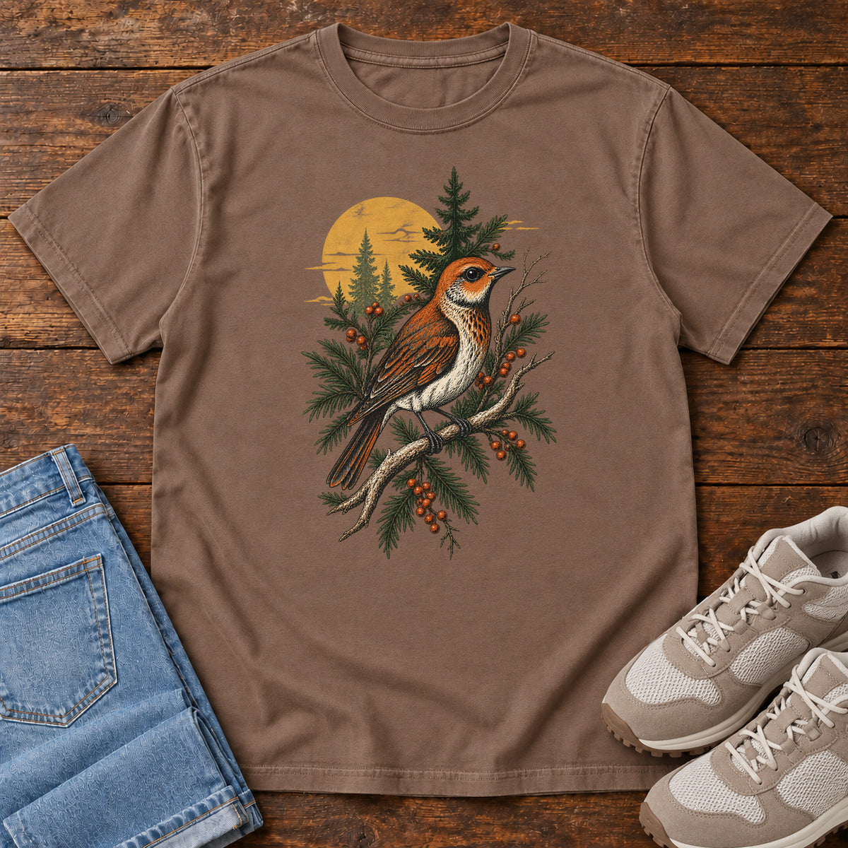 Terracotta Songbird T-Shirt in Espresso