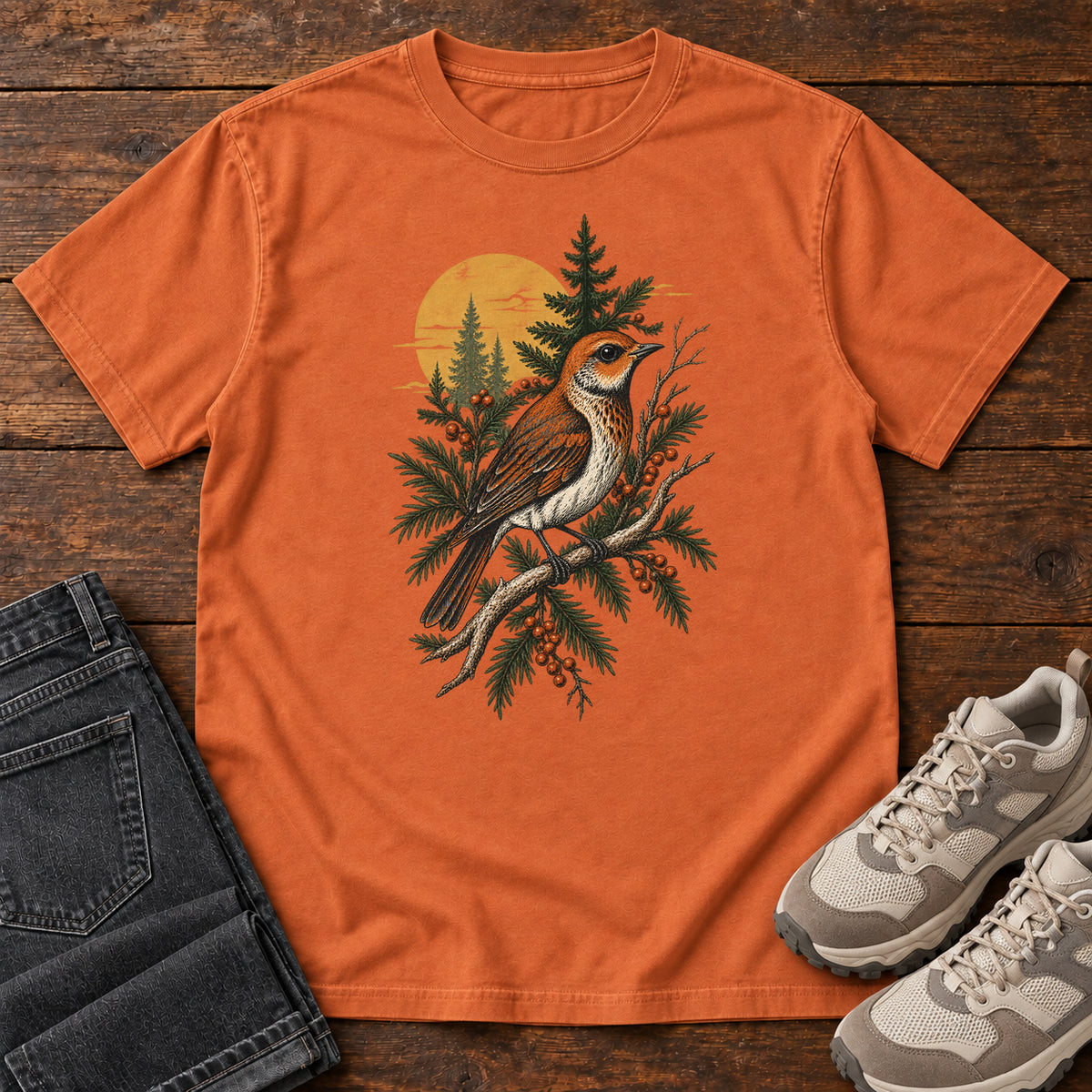 Terracotta Songbird T-Shirt in Yam