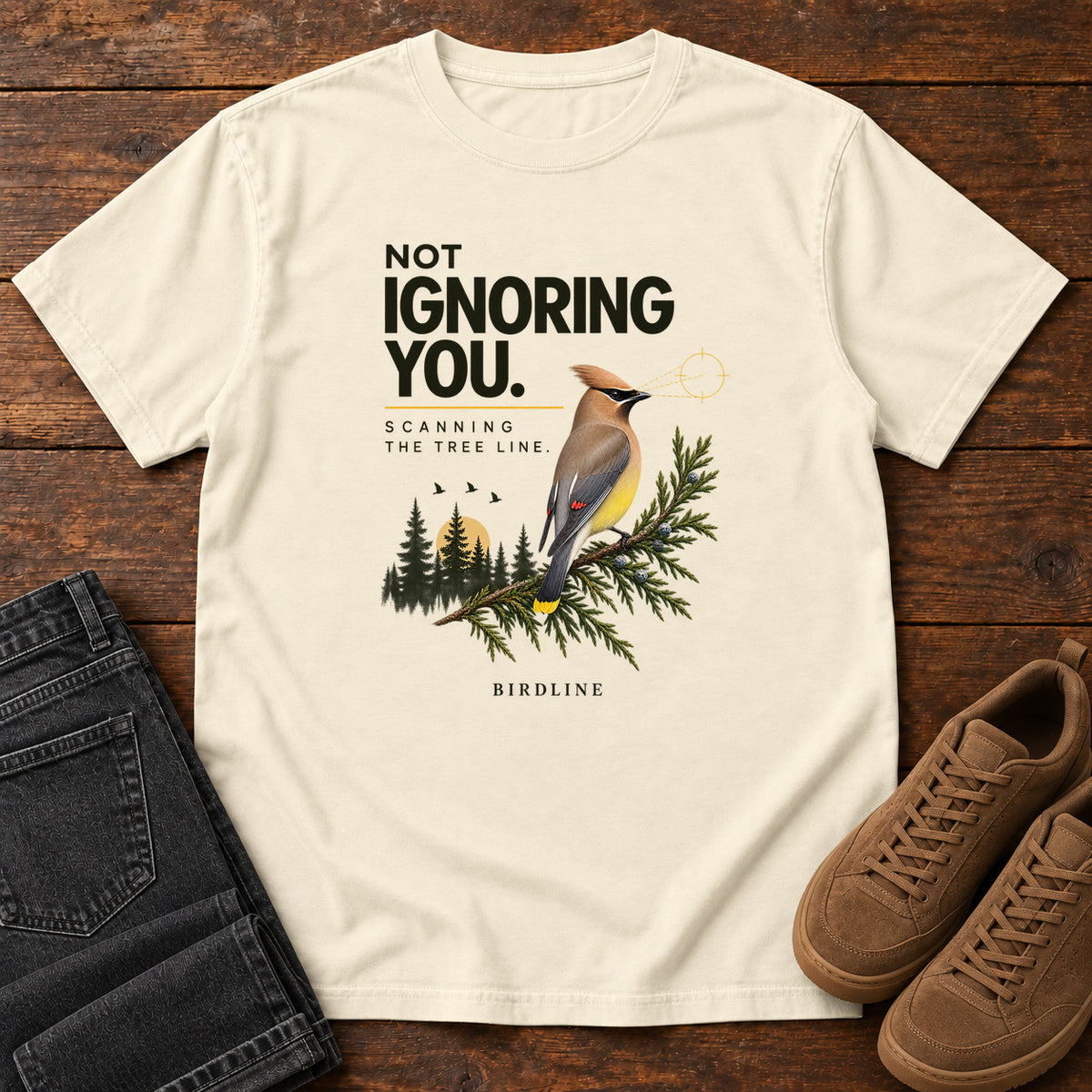 Not Ignoring You Scanning the Tree Line T-Shirt in Ivory