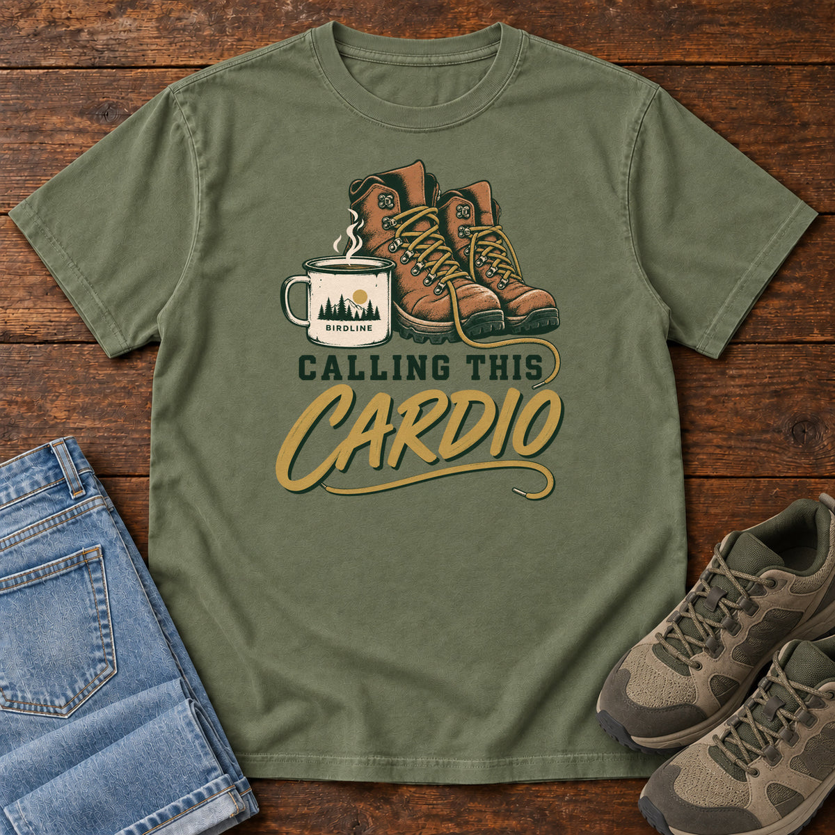 Calling This Cardio T-Shirt in Moss
