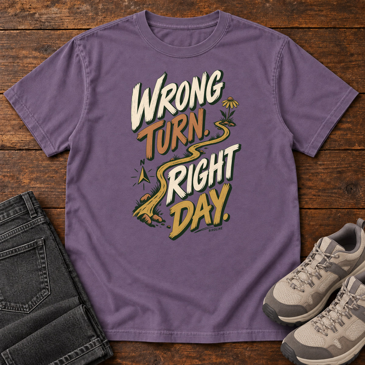 Wrong Turn Right Day T-Shirt in Grape, right side
