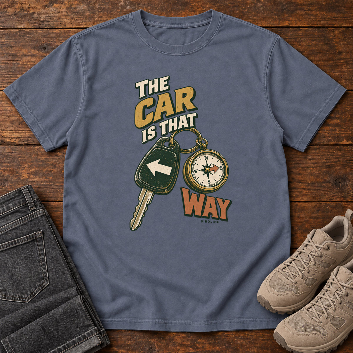 The Car Is That Way T-Shirt in Denim