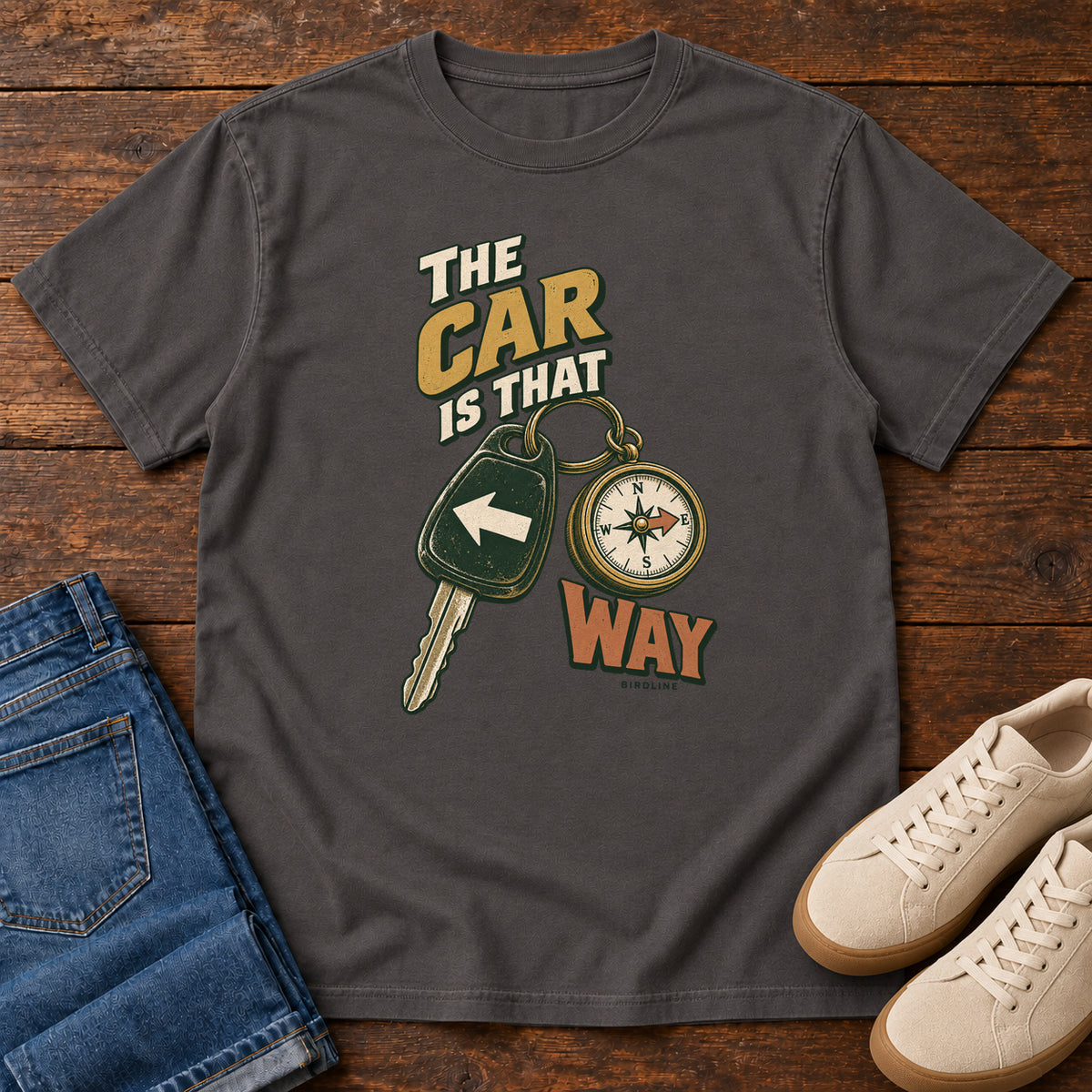 The Car Is That Way T-Shirt in Graphite